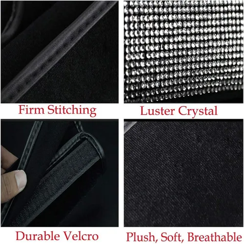 Miniatura 3 de 2 piezas de almohadillas para cinturón de seguridad con cristal brillante, fundas para cinturón de seguridad de coche con brillo, accesorios