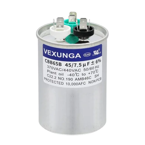 Miniatura 56 de VEXUNGA - 25/5 uF 25+5 MFD 370V o 440V Condensadores redondos de arranque dual 25 5 uF 370 440 Volt VAC CBB65 Condensadores para acondicionador