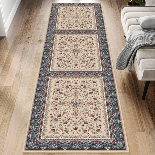 Alfombra de pasillo antideslizante lavable de 1 pies 4 pulgadas x 2 pies de largo, estilo vintage envejecido, bohemio, alfombra de pasillo para