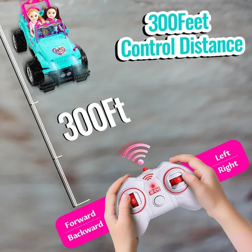 Miniatura 5 de ULOVEME Autos RC - Auto a control remoto con muñeca de 5.5 pulgadas para niñas, 2.4GHz Je ep RC Cars - Autos de juguete de control simple para niños