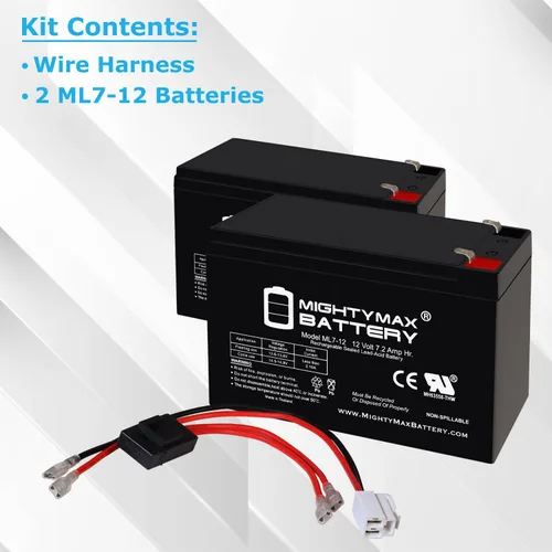 Miniatura 2 de Mighty Max Battery Reemplazo de caída de rango extendido para 12 V Razor Scooter paseo en juguete 7ah kit de batería y arnés