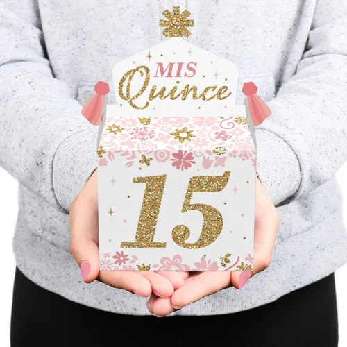 Miniatura 8 de Big Dot of Happiness Mis Quince Anos - Caja de golosinas para fiestas - Quinceañera Sweet 15 Birthday Party Goodie Gable Boxes - Juego de 12