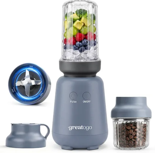 Licuadora exclusiva de una sola porción de 6 cuchillas de 1000 W, vaso de mezcla Tritan de 28/14 onzas, haz batidos, aderezos para ensaladas,
