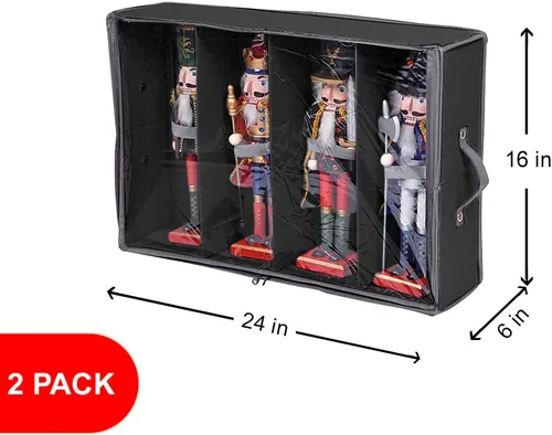 Miniatura 5 de ProPik Paquete de 2 cajas de almacenamiento de figuras navideñas Cada una tiene capacidad para 4 figuras navideñas de hasta 16 pulgadas Negro