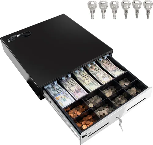 Miniatura 10 de HK SYSTEMS 16 "POS Cajón de efectivo frontal de acero inoxidable, diapositiva de rodamiento de bolas, POS resistente con bandeja extraíble