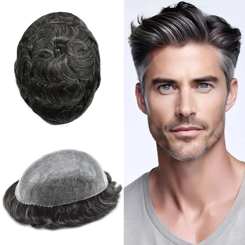 Miniatura 56 de Toupee - Cabello humano para hombre, 64 colores, transparente, piezas de pelo de piel de polietileno para hombres, sistema de reemplazo de cabello