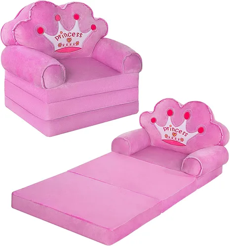 MOONBEEKI Sofá Desplegable para Niños, Silla Plegable de Princesa para Niños Pequeños de 1-3 Años, Muebles para Niños para Sala de Juegos, Regalo