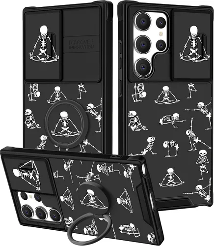 Miniatura 26 de Funda 2 en 1 para Samsung Galaxy Note 10 Plus con diseño de calavera para teléfono con diseño de esqueleto para yoga, fantasma, horror, con cubierta