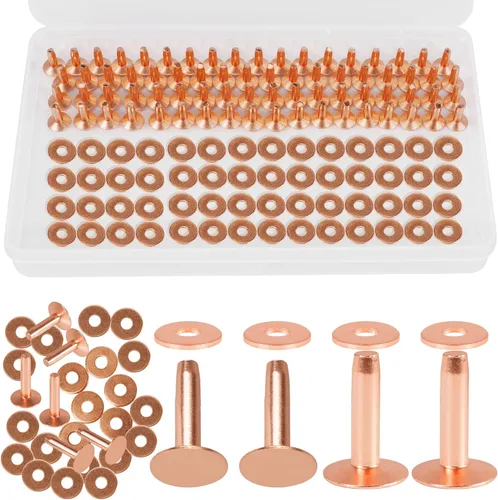 Miniatura 12 de 84 unidades, remaches y rebabas de cobre, fijador de rebabas #9 y #12, remaches de cuero, herramienta de ajuste de instalación con cortador