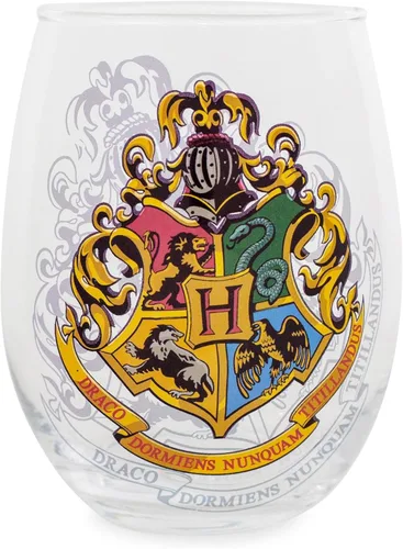 Silver Buffalo Harry Potter Hogwarts Crest - Vaso sin tallo con caja de exhibición, 20 onzas Escudo clásico de Hogwarts de Harry Potter