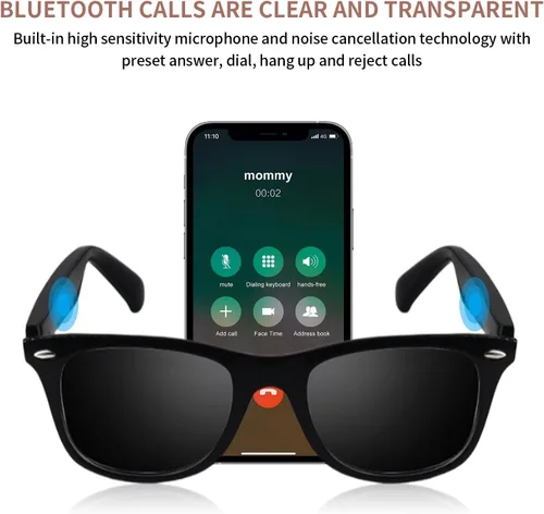 Miniatura 5 de Lentes inteligentes para hombres y mujeres, orejas abiertas, protección UV, lentes de sol polarizados Bluetooth con altavoces de micrófono