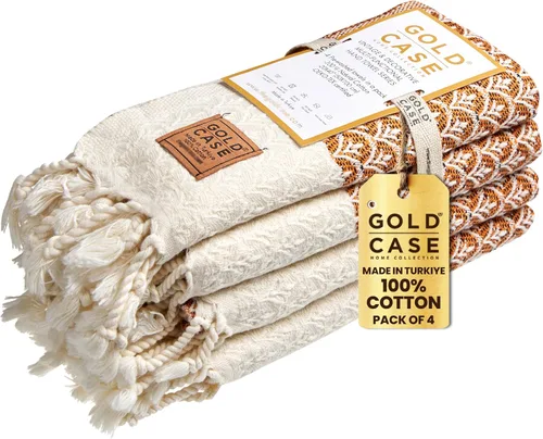 Miniatura 42 de Gold CASE - Juego de 4 Toallas de Mano Turcas para Baño, 20 x 40 pulgadas, Toallas de Baño 100% Algodón, Toalla Pequeña de Cocina Aphrodite