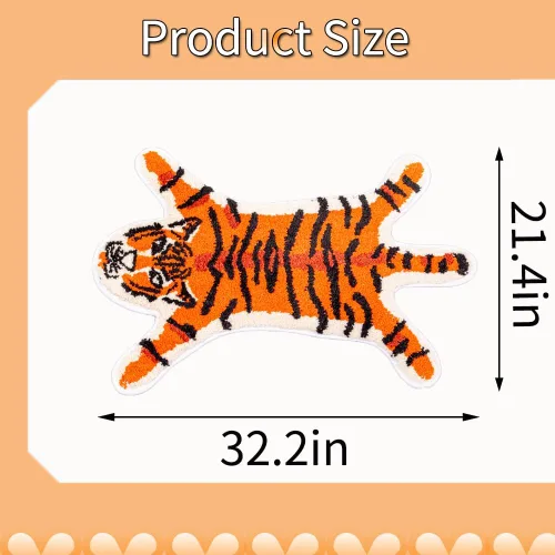 Miniatura 2 de Tapete de baño de tigre para baño, diseño de dibujos animados de tigre naranja, antideslizante, absorbente y pequeño, decoración de baño, alfombra