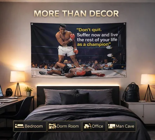 Miniatura 6 de Bandera de Muhammad deportiva de poliéster de 3 x 5 pies con 4 ojales, póster divertido e inspirador para niñas de Rroom – Decoración de pared