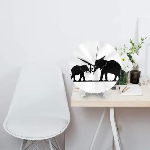 Miniatura 4 de Old Elephant and Young Elephant Round Wall Clock,10 Inch Round Easy to Read for Home Office & School Decor Clock