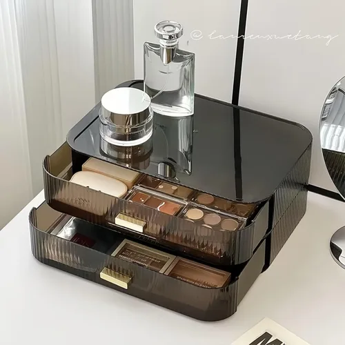 Miniatura 4 de Cajón organizador apilable de plástico transparente Organiza paletas de sombras de ojos, cosméticos y suministros de belleza en un tocador