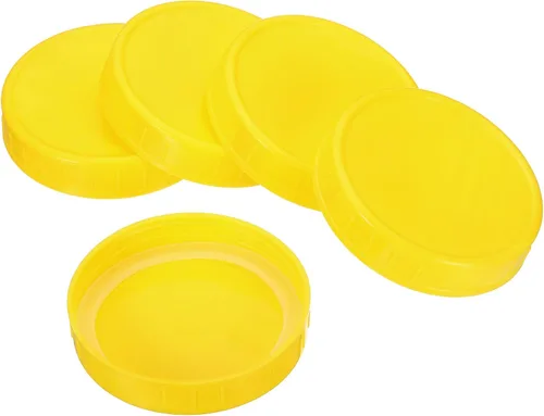 Miniatura 6 de PATIKIL Tapas de plástico de boca ancha de 3.386 in, 1 juego/8 tapas para tarros de conservas con anillo de sellado de silicona para almacenamiento