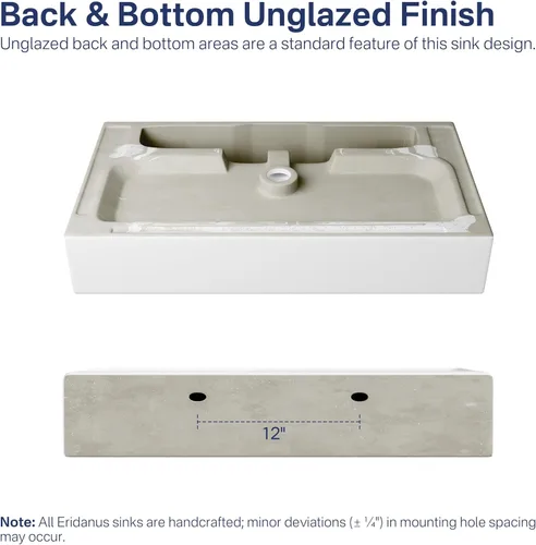 Miniatura 10 de Eridanus Lavabo de Baño 30" x 16" Lavabo Rectangular de Sobreponer, Montaje en Pared Sobre Mostrador Lavabo de Tocador, Lavabo de Cerámica Blanca