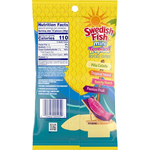 Miniatura 16 de SWEDISH FISH Mini caramelo tropical suave y masticable, caramelo a granel, bolsas de 12 - 8 onzas