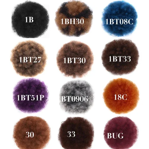 Miniatura 5 de Extensión de cabello de cola de caballo afro azul con cordón para mujeres negras, cola de caballo afro corta sintética para cabello natural, clip