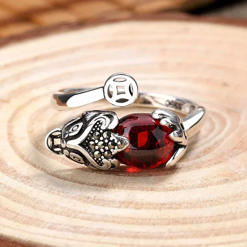 Miniatura 5 de Roexboz Anillo de plata Pixiu Budista Feng Shui Anillos para hombres y mujeres, apertura ajustable, anillo de riqueza de la suerte, regalo