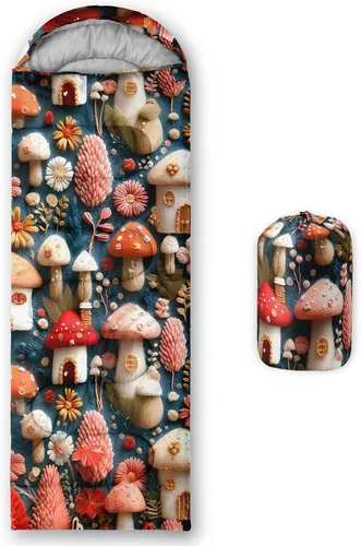 Miniatura 40 de Saco de dormir con estampado lneffble, sacos de dormir, saco de dormir para acampar al aire libre, adecuado para niños, portátil para niños y niñas