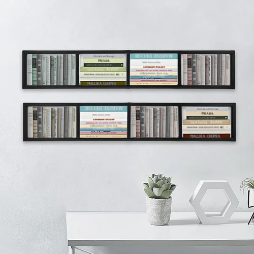 Miniatura 7 de Estantes para DVD de montaje en pared, 2 unidades, organizador de CD y DVD, estante de metal, estante de almacenamiento de medios de almacenamiento