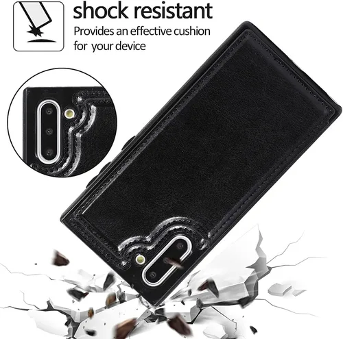 Miniatura 6 de Diseño para Samsung Galaxy Note 10 con protector de pantalla de vidrio templado ranura para tarjeta de crédito, billetera de cuero PU fundas