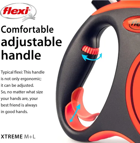 Miniatura 5 de FLEXI Xtreme - Correa retráctil para perros grandes de hasta 121 libras a 26 pies, naranja/negro, correa para caminar para mascotas sin enredos