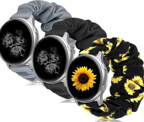 Miniatura 21 de Correas elásticas de repuesto para Samsung Galaxy Watch 4 5 Pro 6 7 Classic Galaxy Active 1 2 1.575 in 1.732 in para mujer Bla-M A-Negro