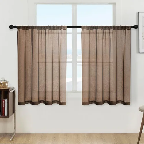 Miniatura 28 de MRTREES Cortinas transparentes de Aqua Blue, para cocina, de 36 pulgadas de longitud, cortinas transparentes de gasa con filtro de luz, cortinas
