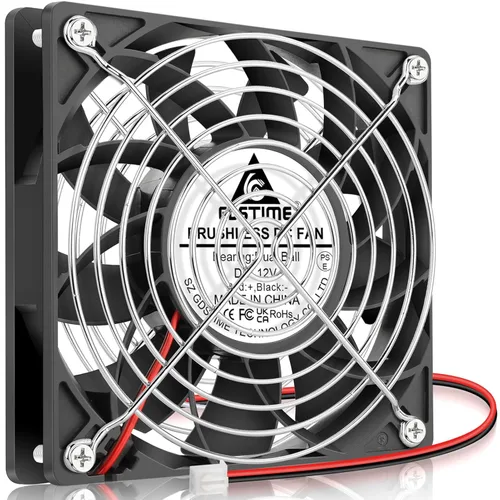 GDSTIME Ventilador de caja de 4.724 in, alta presión de aire de 4.724 in x 0.984 in, 12 V CC, ventilador de enfriamiento sin escobillas 2 pines
