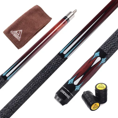 Miniatura 18 de Cuesoul Juego de taco de billar de madera de arce de 58 pulgadas, 19 oz/20 oz, punta de 11.5 mm/13 mm [peso ajustable] 19oz-Marrón sin estuche
