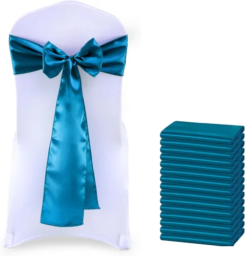 Miniatura 25 de MDS Bandas de Satén para Sillas, Paquete de 50, 7"x108" Cada Una, Lazos Decorativos de Cinta para Respaldos de Sillas para Fiestas de Navidad, Cena