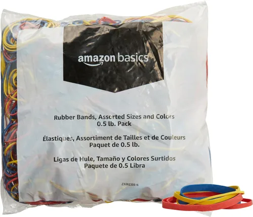Miniatura 11 de Amazon Basics Bandas de goma, suministros de oficina, tamaño 33 (3-1/2 x 1/8 pulgadas), elásticas, 600 bandas/paquete de 1 libra, paquete de 3