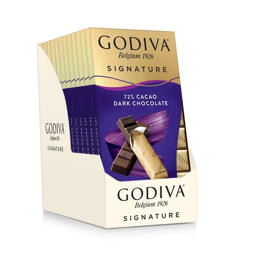 Godiva Chocolatier Mini barras Chocolate Signature, 72% cacao oscuro, 3.1 onzas (paquete de 12)