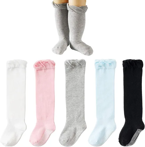 CozyWay Non-Slip Knee-High Socks, Ultra-Soft Grippy Socks for Baby and Toddler Girls, Boys and All Little Ones