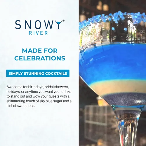 Miniatura 6 de Snowy River Azúcar de cóctel azul cielo, certificado Kosher de color natural azul cielo Rimmer de cóctel (4 onzas, cristal mediano)