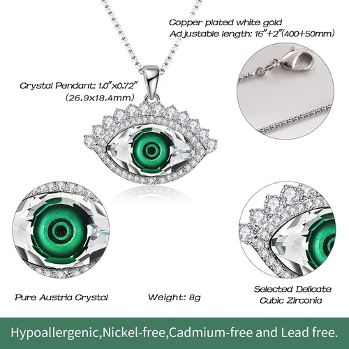 Miniatura 5 de Richapex Evil Eye Necklace for Women 18K Silver Plated Necklace Pure Crystal Eye Pendant Protection Necklace Ojo Turco Turkish Amulet Luck Gifts