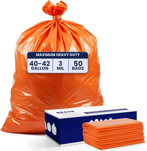 Miniatura 7 de Plasticplace Bolsas de basura de 32-33 galones │ 1.5 mil │ Revestimientos para botes de basura naranjas │ 33 pies x 39 pulgadas (100 unidades)