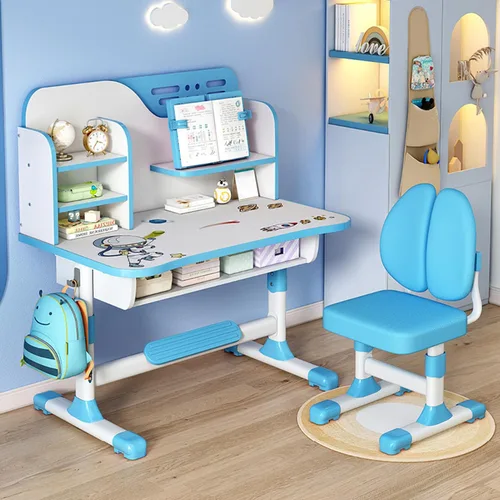 Juego de escritorio y silla para niños, juego de sillas de mesa de estudio escolar para niños, silla de escritorio ergonómica con tablero de
