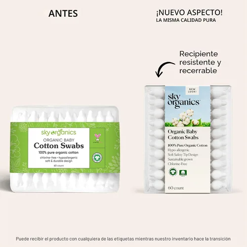 Miniatura 2 de Sky Organics - Hisopos de algodón orgánico para bebés, 60 unidades - Consejos ultra suaves seguros para bebés - Fuerte y duradero - Hipoalergénico
