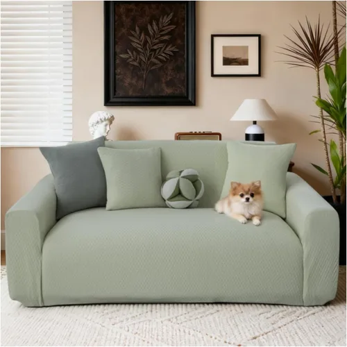 Miniatura 11 de Fundas elásticas para sofá de 2 cojines, aptas para mascotas, lavables, protectores de muebles con parte inferior elástica para gatos y perros