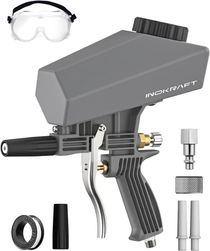 Miniatura 10 de Inokraft Kit de pistola chorreadora de arena portátil a prueba de fugas con separador de aceite-agua y boquilla de extensión, mini chorreadora