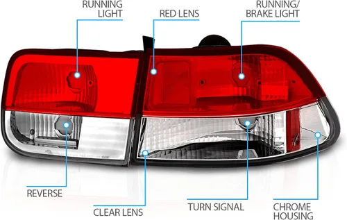 Miniatura 4 de AmeriLite Juego de 4 piezas de luces de freno traseras rojas transparentes de repuesto para Honda Civic Coupé 1996-2000 - Lado del pasajero