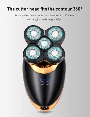 Miniatura 9 de Afeitadoras eléctricas para hombres, afeitadoras 5 en 1 de cabeza calva para hombres, 5D flotante inalámbrica, recargable, portátil, kit de aseo