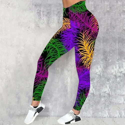 Miniatura 4 de Leggings de Mardi Gras para mujer, con máscara elástica y estampada, con estampado gráfico