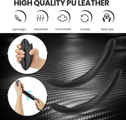 Miniatura 3 de GSPSCN Cubierta Universal de Volante de Coche de Fibra de Carbono Antideslizante, Cubierta de Volante Mariposa, Protector de Volante Segmentado Negro