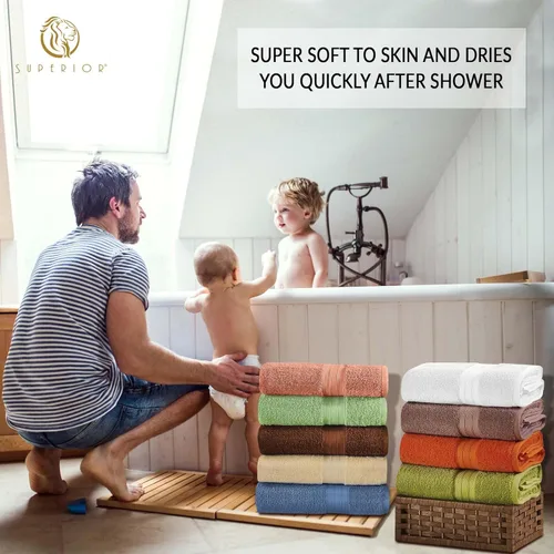 Miniatura 4 de Superior Juego de 2 toallas de baño de fibra larga 100% algodón peinado de 27.64 oz/m², para baño, ducha, cocina, súper suave, afelpado, altamente