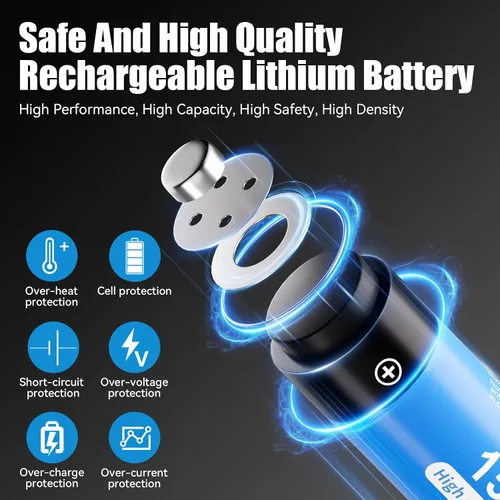 Miniatura 5 de Baterías de litio AA recargables con cargador USB-C rápido, paquete de 8 unidades de 4255 mWh 1.5V de voltaje constante para cámara Blink al aire